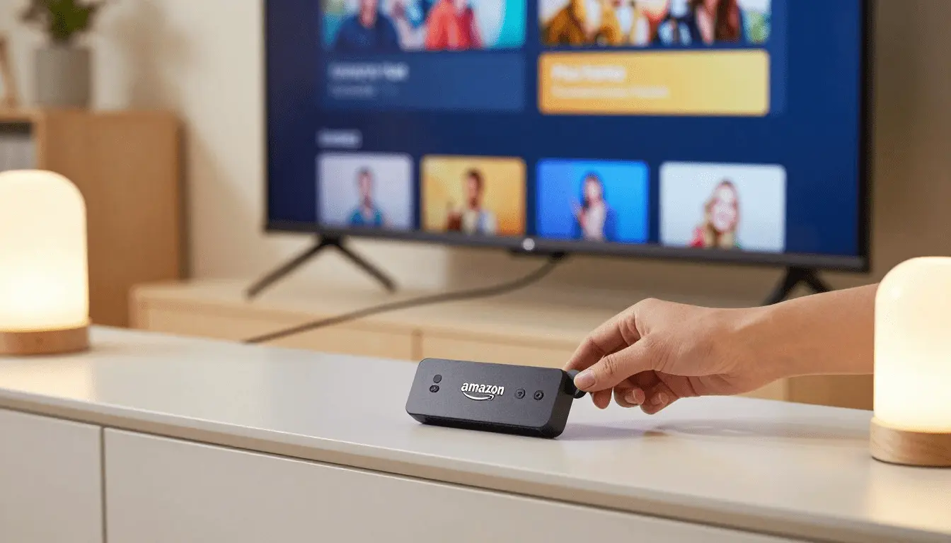 Firestick connected to a TV during IPTV setup